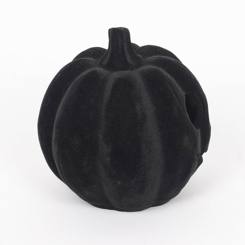 5.0*4.5*5.0''Black Flocking Pumpkin Décor W/Lite
