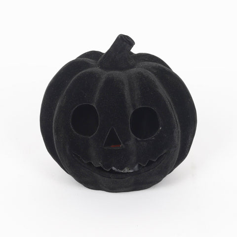5.0*4.5*5.0''Black Flocking Pumpkin Décor W/Lite