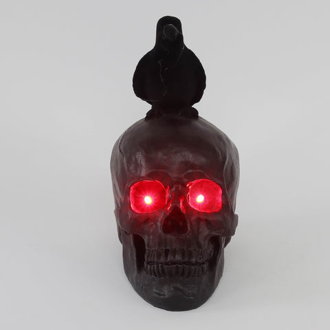 9.25*4.75*9.5'' Resin Black Skull Décor W/Crow