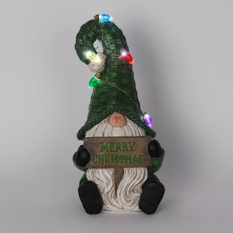 Christmas Resin Gnome W/ Led Décor