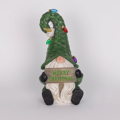 Christmas Resin Gnome W/ Led Décor