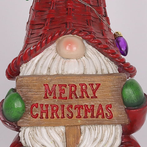 Christmas Resin Gnome W/ Led Décor