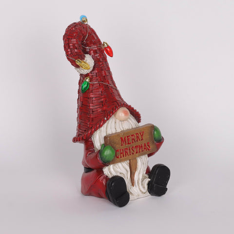 Christmas Resin Gnome W/ Led Décor
