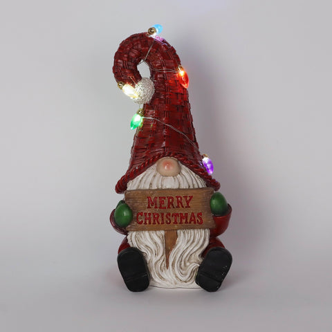 Christmas Resin Gnome W/ Led Décor