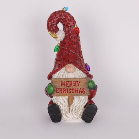 Christmas Resin Gnome W/ Led Décor