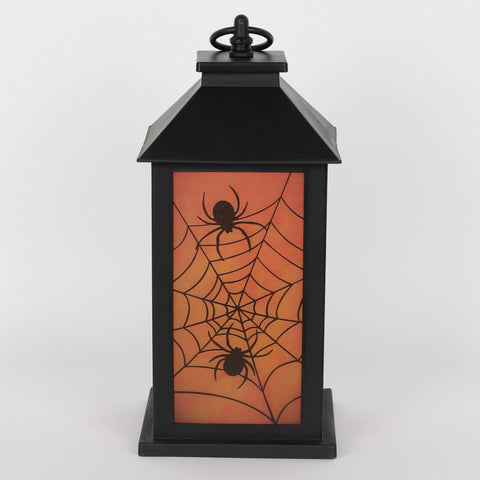 Halloween Spider Web Flame Lantern | Spooky Light Decor
