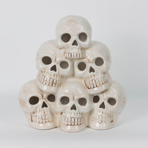 Halloween Light-Up Ceramic Skulls | Festive Decorative Accents