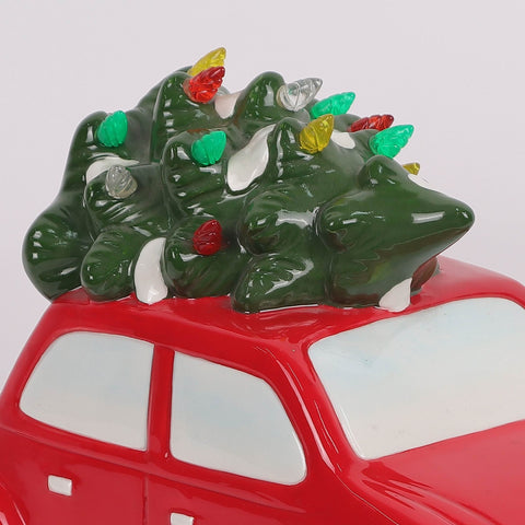 Christmas Ceramic Car W/ Lighted Tree