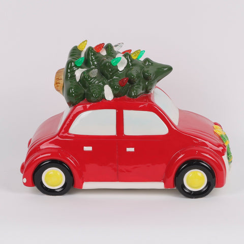 Christmas Ceramic Car W/ Lighted Tree