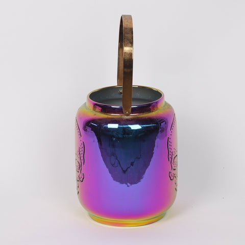 6.5*8.0''Purple Pot W/Skull Pattern Décor