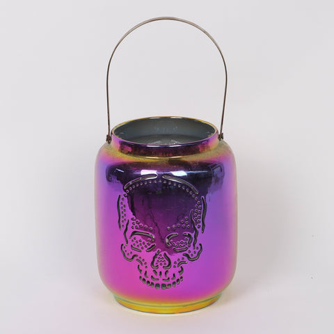 6.5*8.0''Purple Pot W/Skull Pattern Décor
