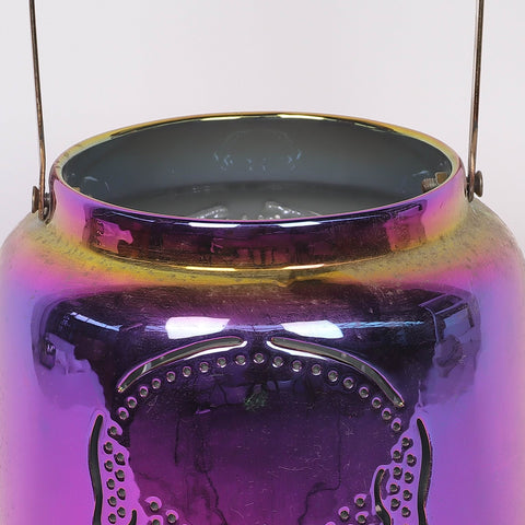 6.5*8.0''Purple Pot W/Skull Pattern Décor