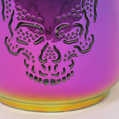 6.5*8.0''Purple Pot W/Skull Pattern Décor