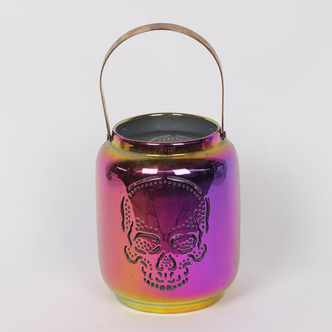6.5*8.0''Purple Pot W/Skull Pattern Décor