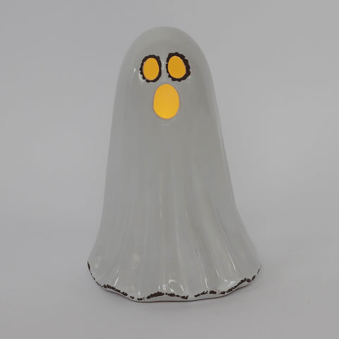 5.75*5.25*8.5''White Ceramic Ghost Décor W/Lite
