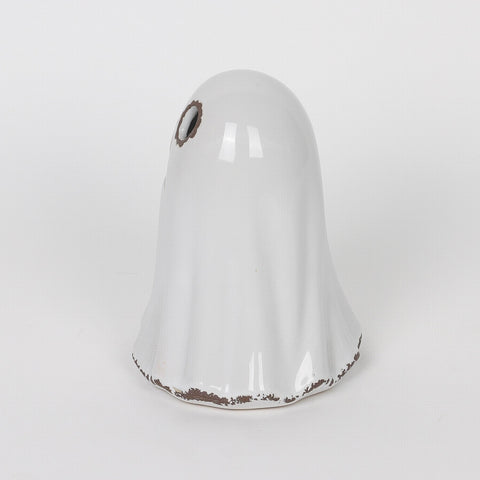 4.25*3.75*5.0''White Ceramic Ghost Décor W/Lite