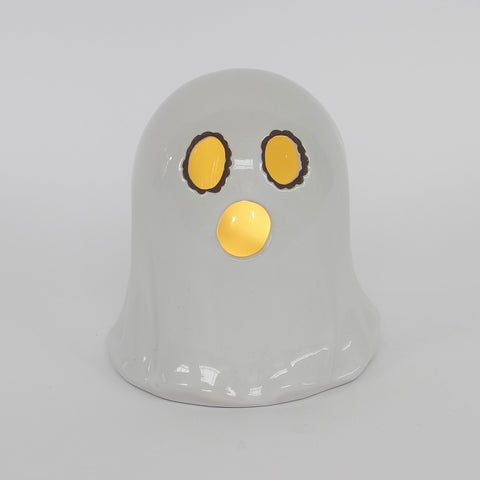 5.0*5.25''White Ceramic Ghost Décor W/Lite