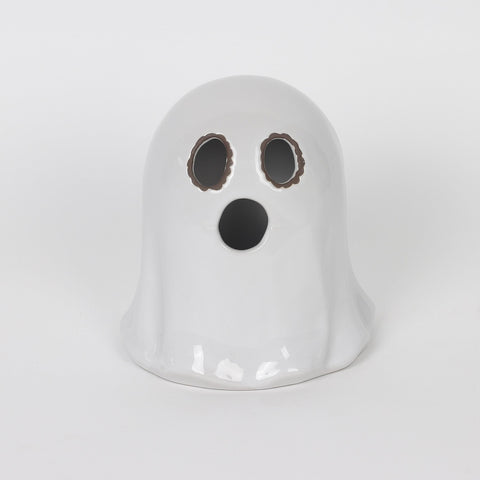 5.0*5.25''White Ceramic Ghost Décor W/Lite