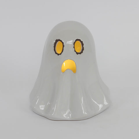 5.25*5.25''White Ceramic Ghost Décor W/Lite