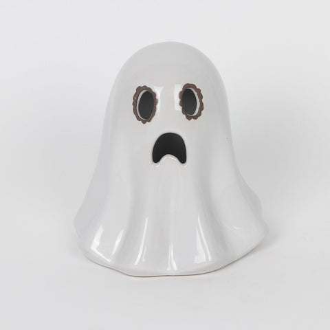 5.25*5.25''White Ceramic Ghost Décor W/Lite