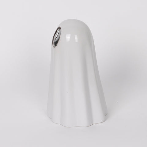 4.6*4.25*7.1''White Ceramic Ghost Décor W/Lite