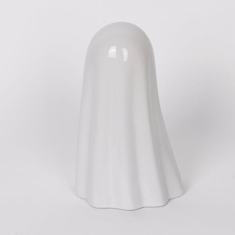 4.6*4.25*7.1''White Ceramic Ghost Décor W/Lite
