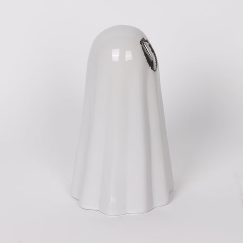 4.6*4.25*7.1''White Ceramic Ghost Décor W/Lite