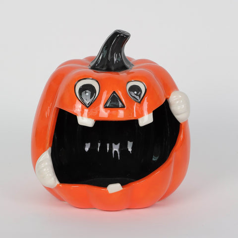 Halloween Orange Pumpkin Ceramic Candy Bowl