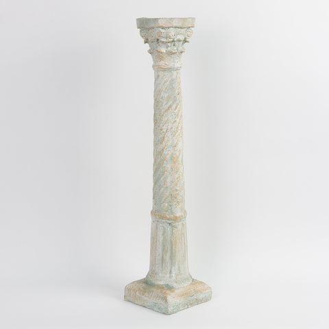 Roman Pillar Stone-Like Finish Candle Holder Décor - Decorative Rustic Tabletop Accent
