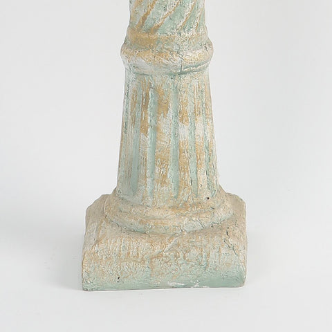 Roman Pillar Stone-Like Finish Candle Holder Décor - Decorative Rustic Tabletop Accent