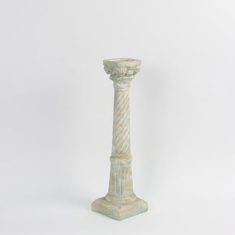 Roman Pillar Stone-Like Finish Candle Holder Décor - Decorative Rustic Tabletop Accent