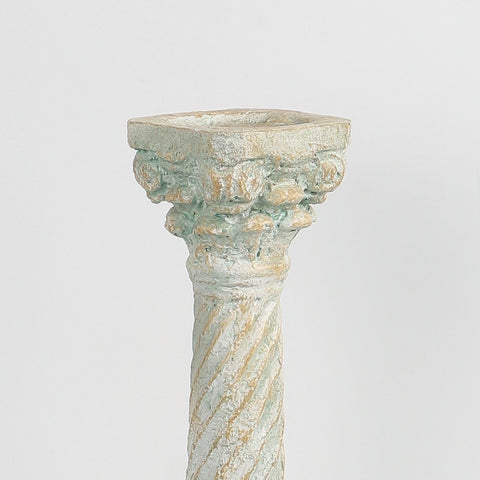 Roman Pillar Stone-Like Finish Candle Holder Décor - Decorative Rustic Tabletop Accent