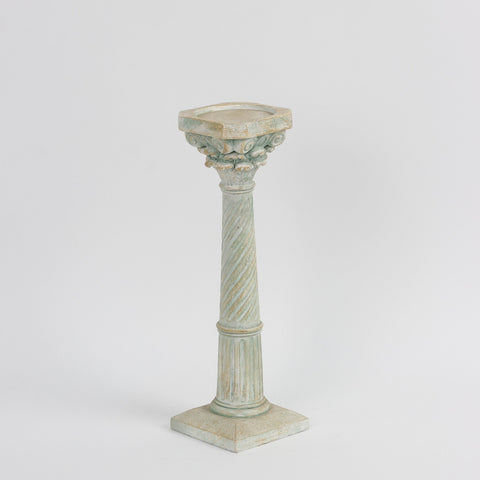 Roman Pillar Stone-Like Finish Candle Holder Décor - Decorative Rustic Tabletop Accent