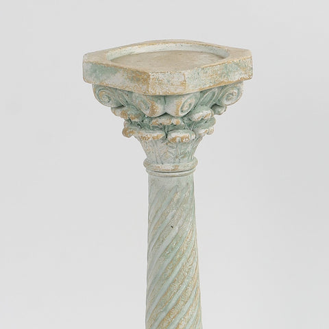 Roman Pillar Stone-Like Finish Candle Holder Décor - Decorative Rustic Tabletop Accent