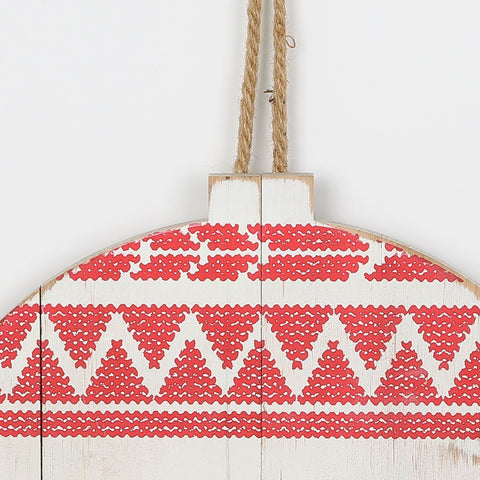 Christmas 13.0*0.75*0.0''White&Red Mdf Wall Hanger | Christmas Decor | Festive Holiday Decoration