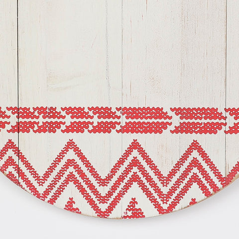 Christmas 13.0*0.75*0.0''White&Red Mdf Wall Hanger | Christmas Decor | Festive Holiday Decoration
