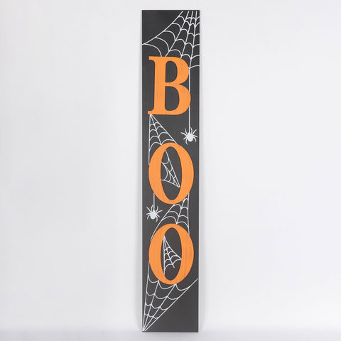 Halloween Boo Porch Sign with Spider Webs: Spooky MDF Decoration