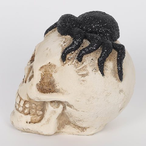 2.5*3.5*3.25''White Resin Skull W/Spider Décor