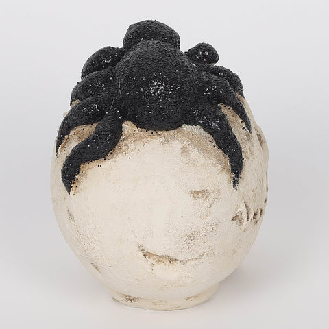2.5*3.5*3.25''White Resin Skull W/Spider Décor