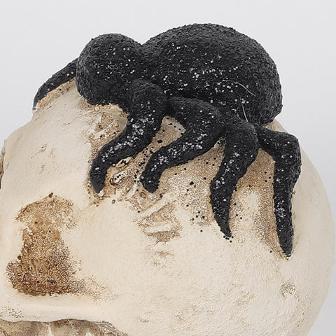 2.5*3.5*3.25''White Resin Skull W/Spider Décor