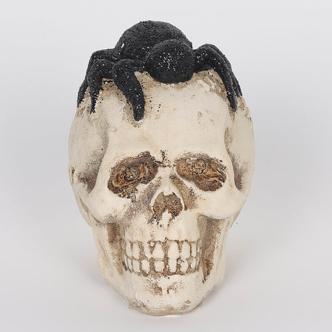 2.5*3.5*3.25''White Resin Skull W/Spider Décor