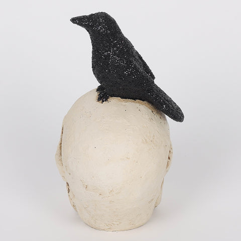 2.5*3.5*4.75''White Resin Skull W/Bird Décor