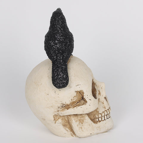 2.5*3.5*4.75''White Resin Skull W/Bird Décor