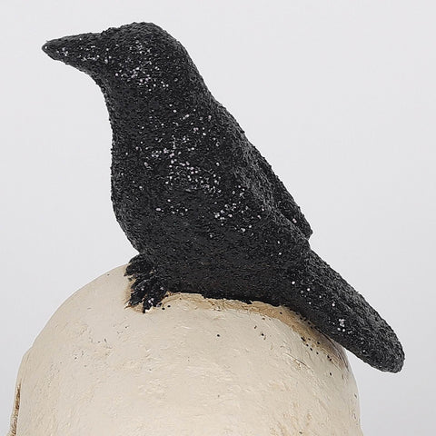 2.5*3.5*4.75''White Resin Skull W/Bird Décor