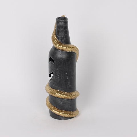 3.5*10.5'' Black Bottle W/Gold Snake Décor