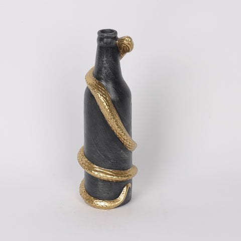 3.5*10.5'' Black Bottle W/Gold Snake Décor