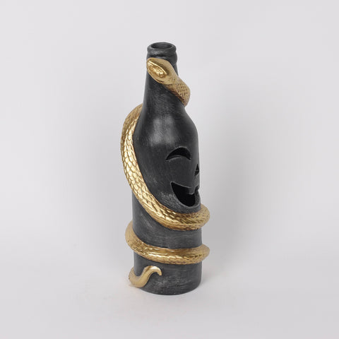 3.5*10.5'' Black Bottle W/Gold Snake Décor