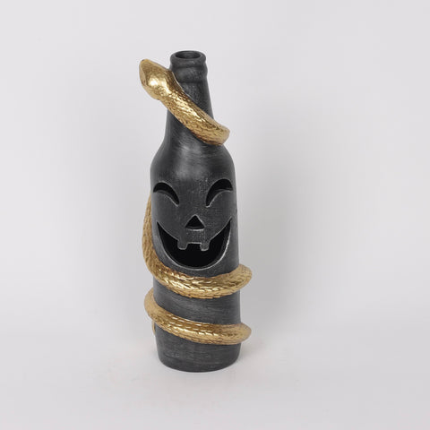 3.5*10.5'' Black Bottle W/Gold Snake Décor