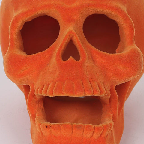 7.5*5.0*5.5''Orange Flocking Skull Décor