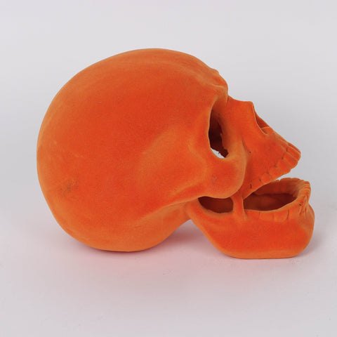 7.5*5.0*5.5''Orange Flocking Skull Décor